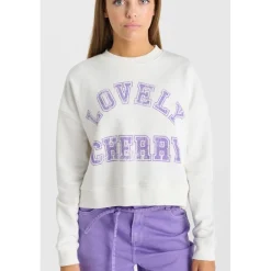 Sweat-Shirt fille STEPHAGI blanc en coton Wren