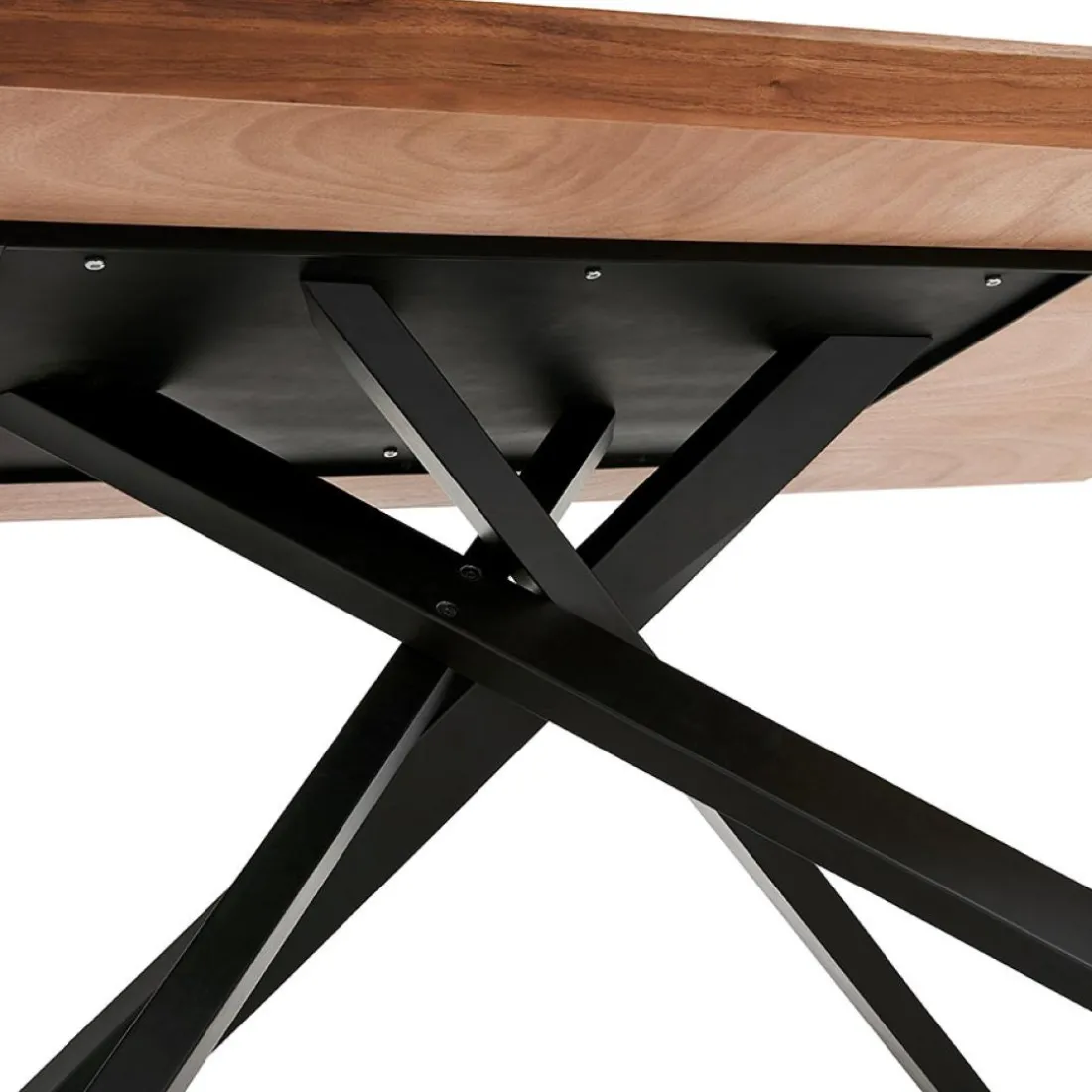 Table à diner avec pied central en x 'WALABY' en bois finition Noyer