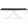 Table à diner design 'WALABY' en bois noir avec pied central en x blanc