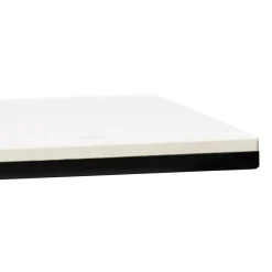 Table à diner 'MARKINA' en céramique blanche avec pied central en x noir