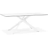 Table à diner 'MARKINA' en céramique blanche avec pied central en x blanc