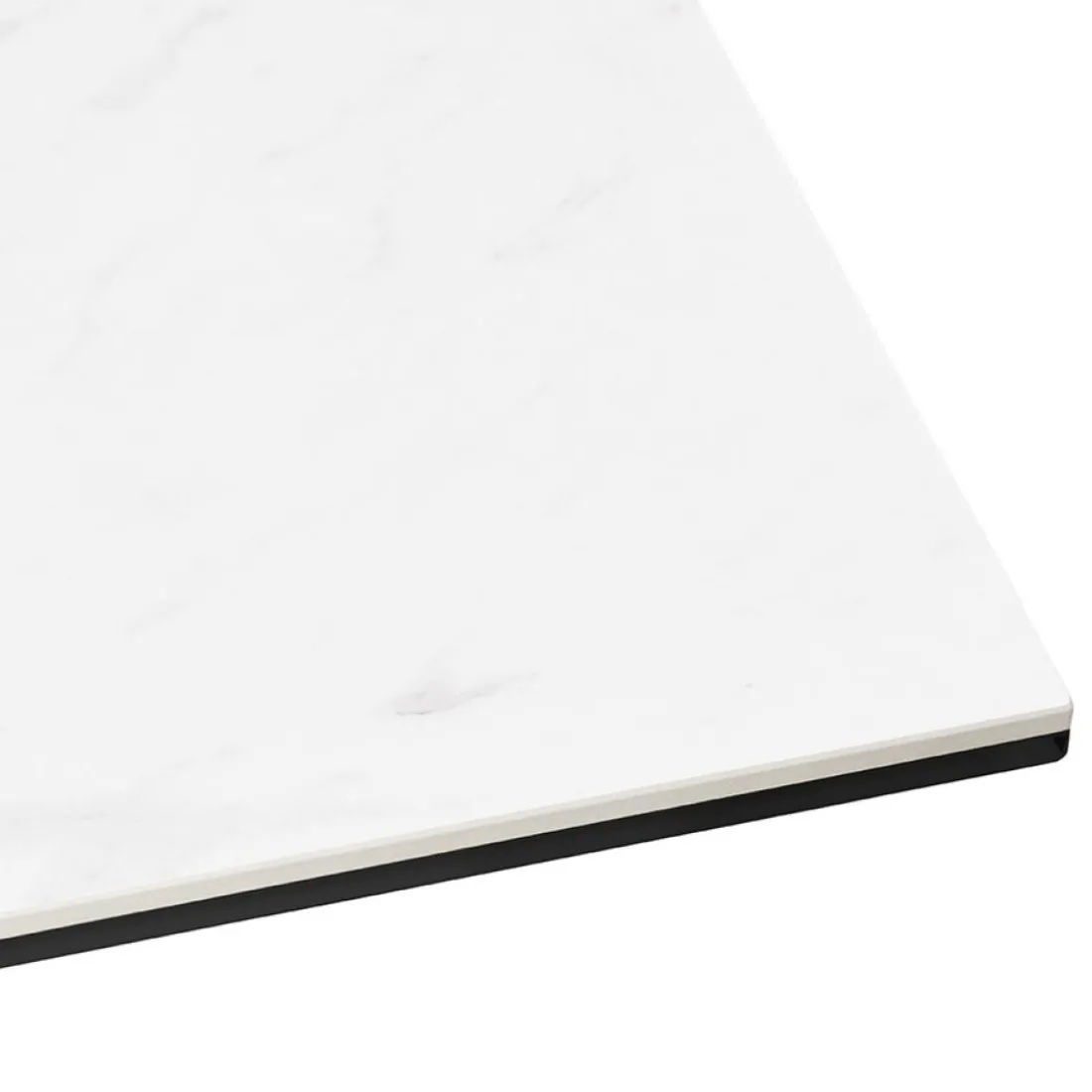 Table à diner 'MARKINA' en céramique blanche avec pied central en x blanc