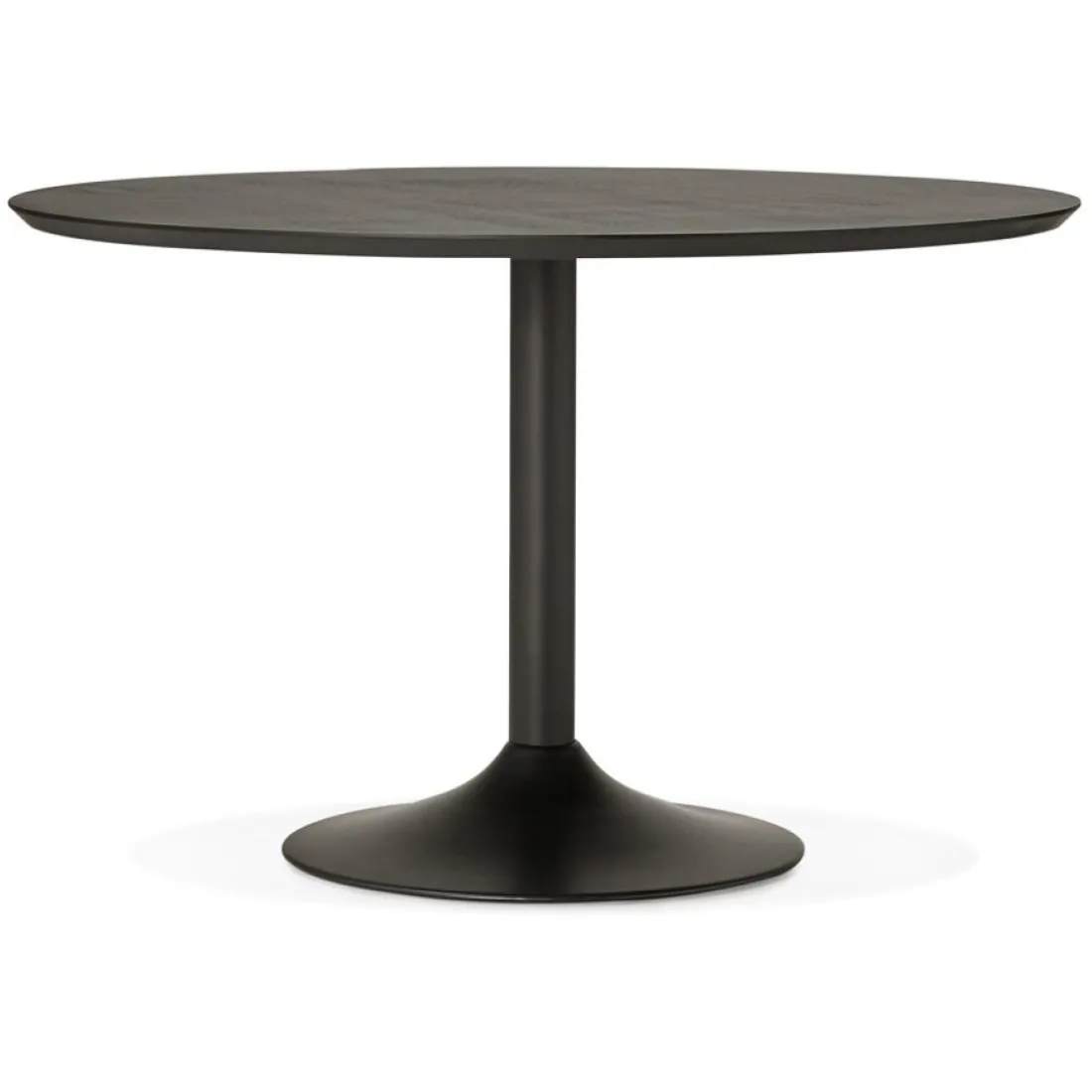 Table à diner ou de bureau ronde 'CHEF' en bois noir finition Frêne