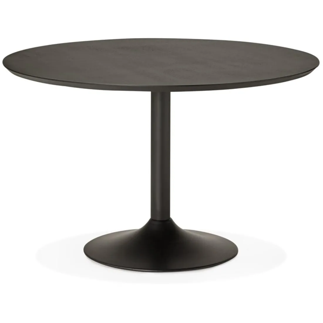 Table à diner ou de bureau ronde 'CHEF' en bois noir finition Frêne