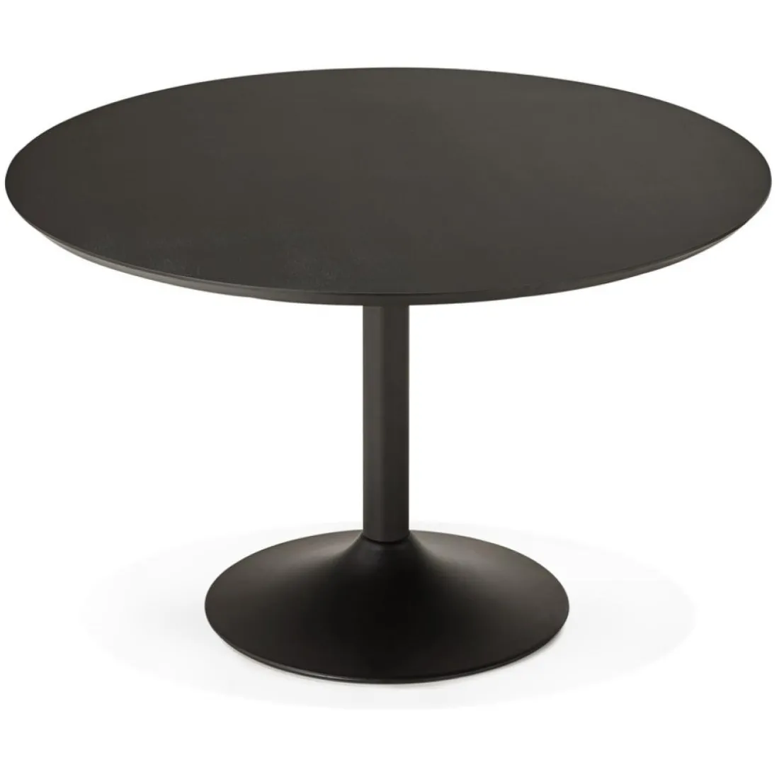 Table à diner ou de bureau ronde 'CHEF' en bois noir finition Frêne