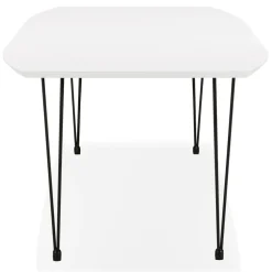 Table à dîner design extensible 'HUSKI' blanche avec pieds noirs style industriel