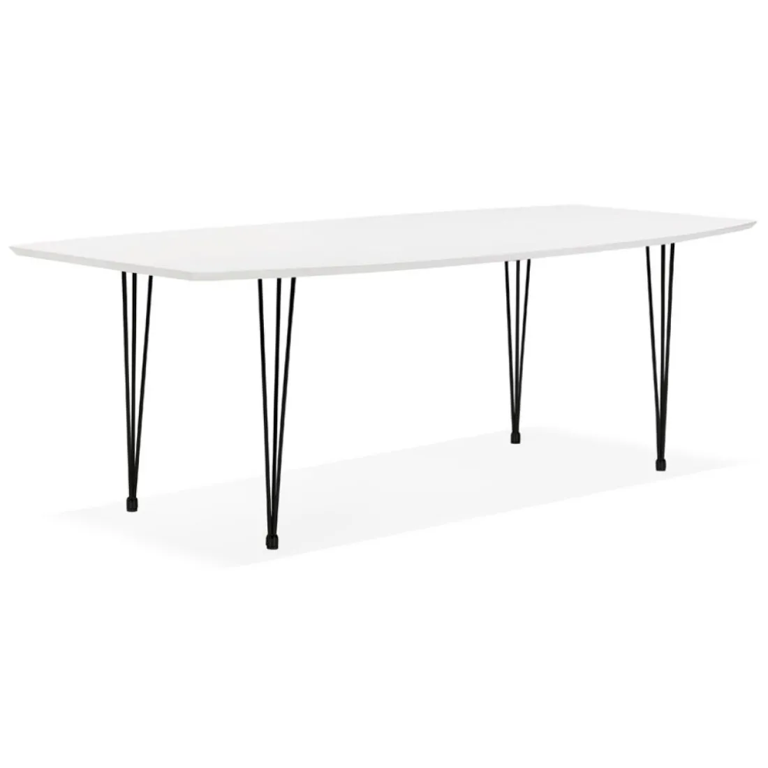 Table à dîner design extensible 'HUSKI' blanche avec pieds noirs style industriel