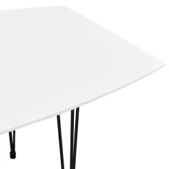 Table à dîner design extensible 'HUSKI' blanche avec pieds noirs style industriel