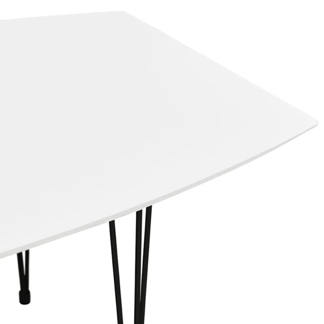 Table à dîner design extensible 'HUSKI' blanche avec pieds noirs style industriel
