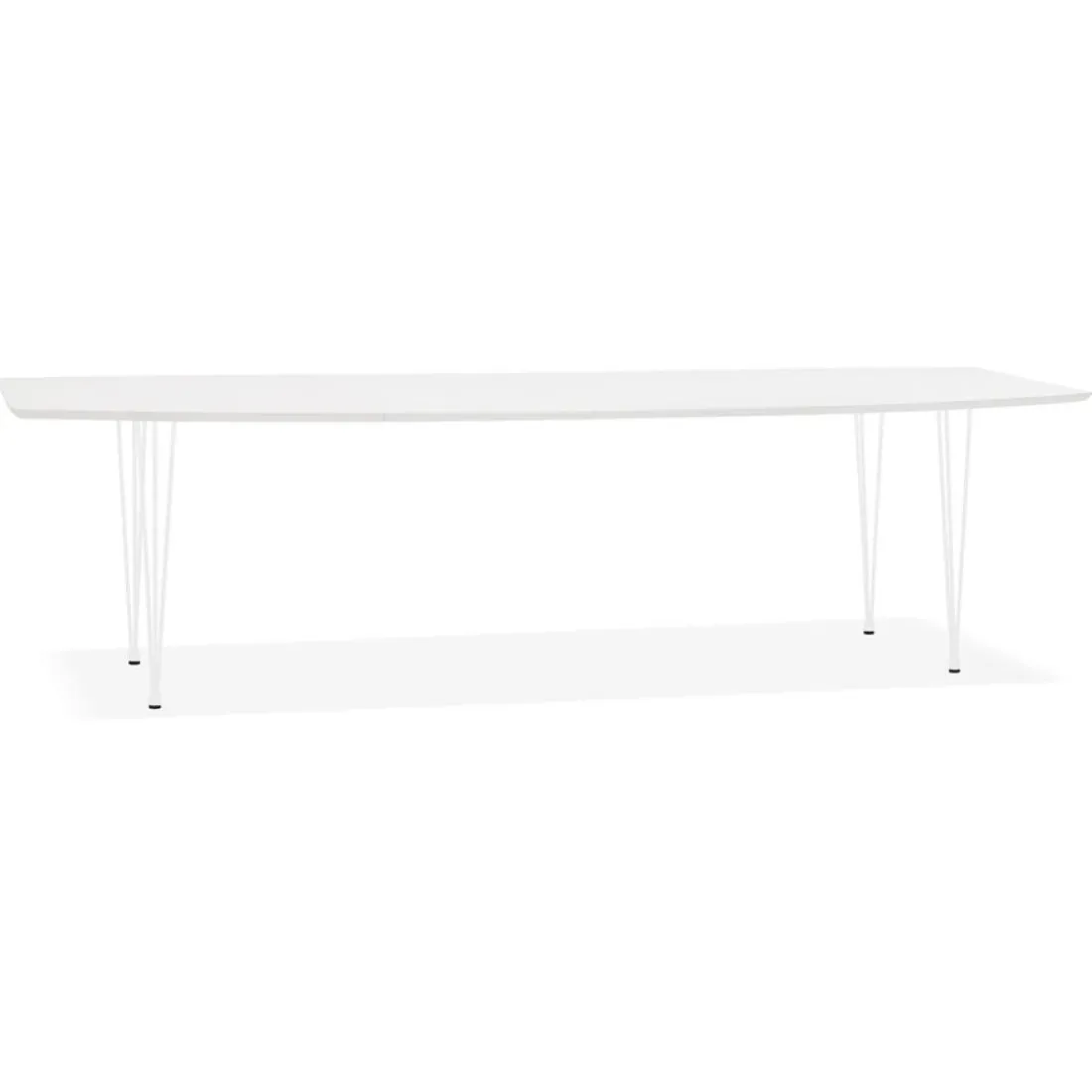 Table à dîner design extensible 'HUSKI' blanche avec pieds en métal blanc