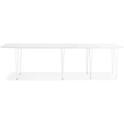 Table à dîner design extensible 'HUSKI' blanche avec pieds en métal blanc