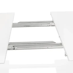 Table à dîner design extensible 'HUSKI' blanche avec pieds en métal blanc