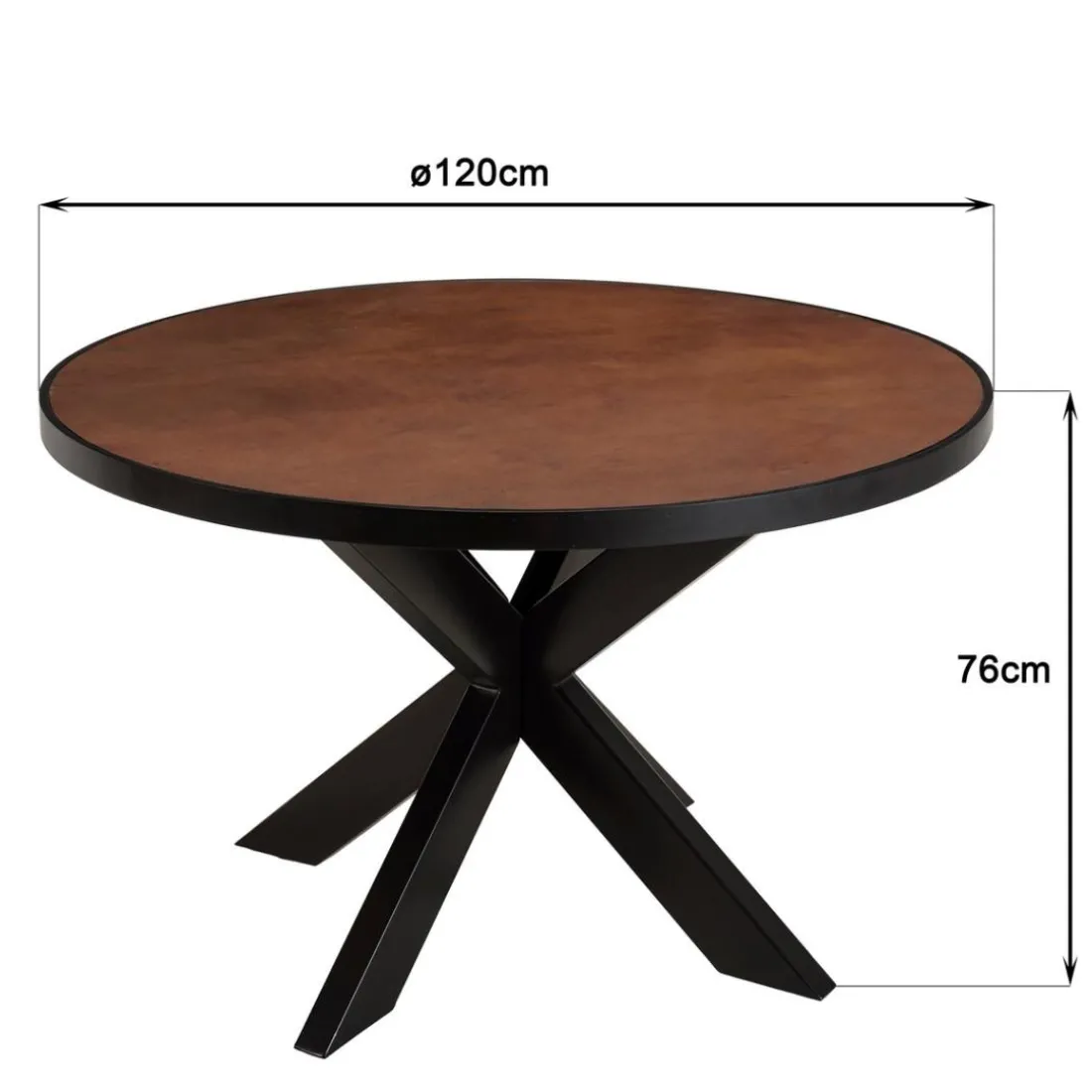 Table à manger 4 places couleur rouille effet pierre BASILE
