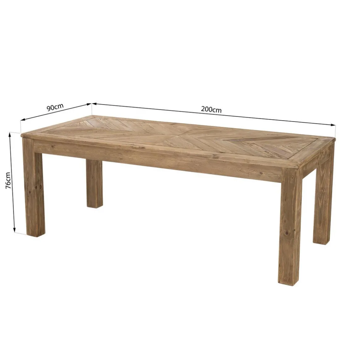Table À Manger ANDRIAN Bois Pin Recyclé 200 X 90 Cm
