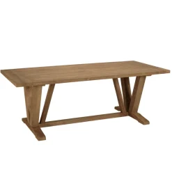 Table à manger jardin teck recyclé pieds en V inversé KALLY
