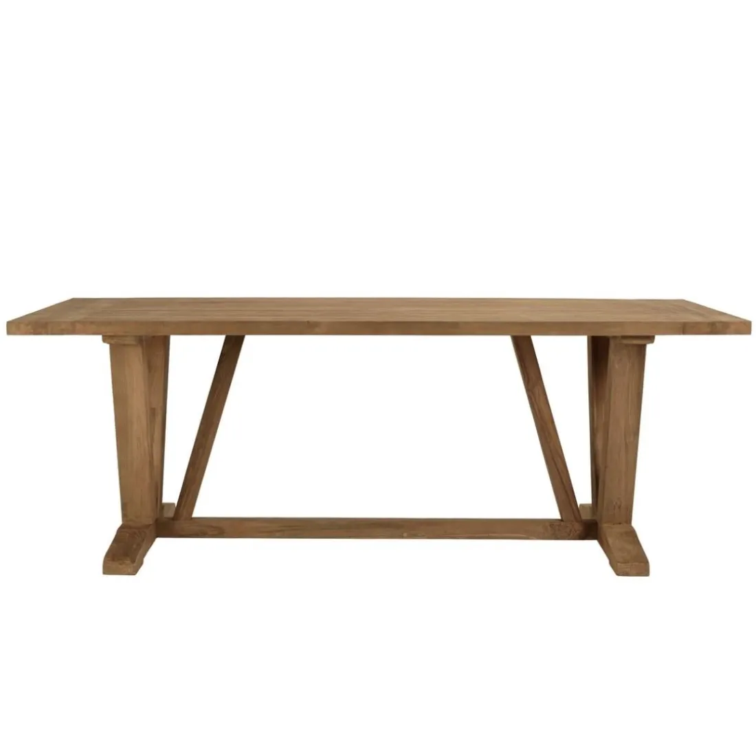 Table à manger jardin teck recyclé pieds en V inversé KALLY