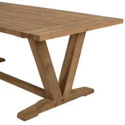 Table à manger jardin teck recyclé pieds en V inversé KALLY