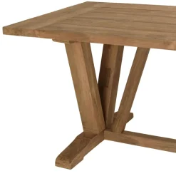 Table à manger jardin teck recyclé pieds en V inversé KALLY