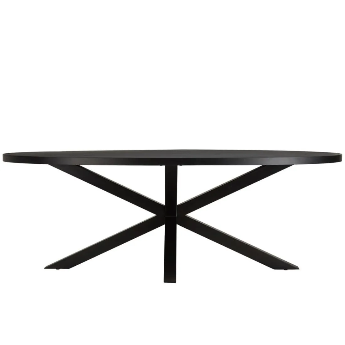 Table à manger plateau ovale noire effet pierre BASILE