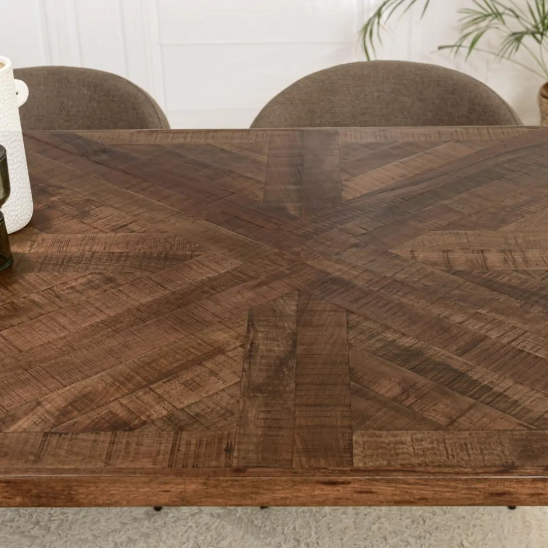 Table à manger rectangulaire en bois et pieds en métal KIARA