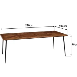 Table à manger rectangulaire en bois et pieds en métal KIARA