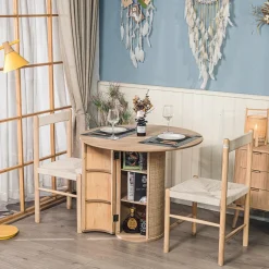Table a Manger 4 personnes Ronde Bois Rotin