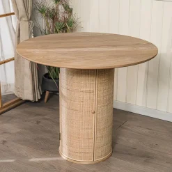 Table a Manger 4 personnes Ronde Bois Rotin