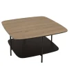 Table basse 2 plateaux bi-matière mocha noir pieds métal JULIA
