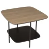 Table basse 2 plateaux bi-matière mocha noir pieds métal