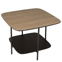 Table basse 2 plateaux bi-matière mocha noir pieds métal