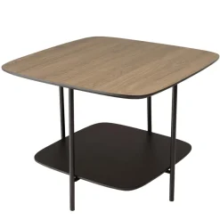 Table basse 2 plateaux bi-matière mocha noir pieds métal