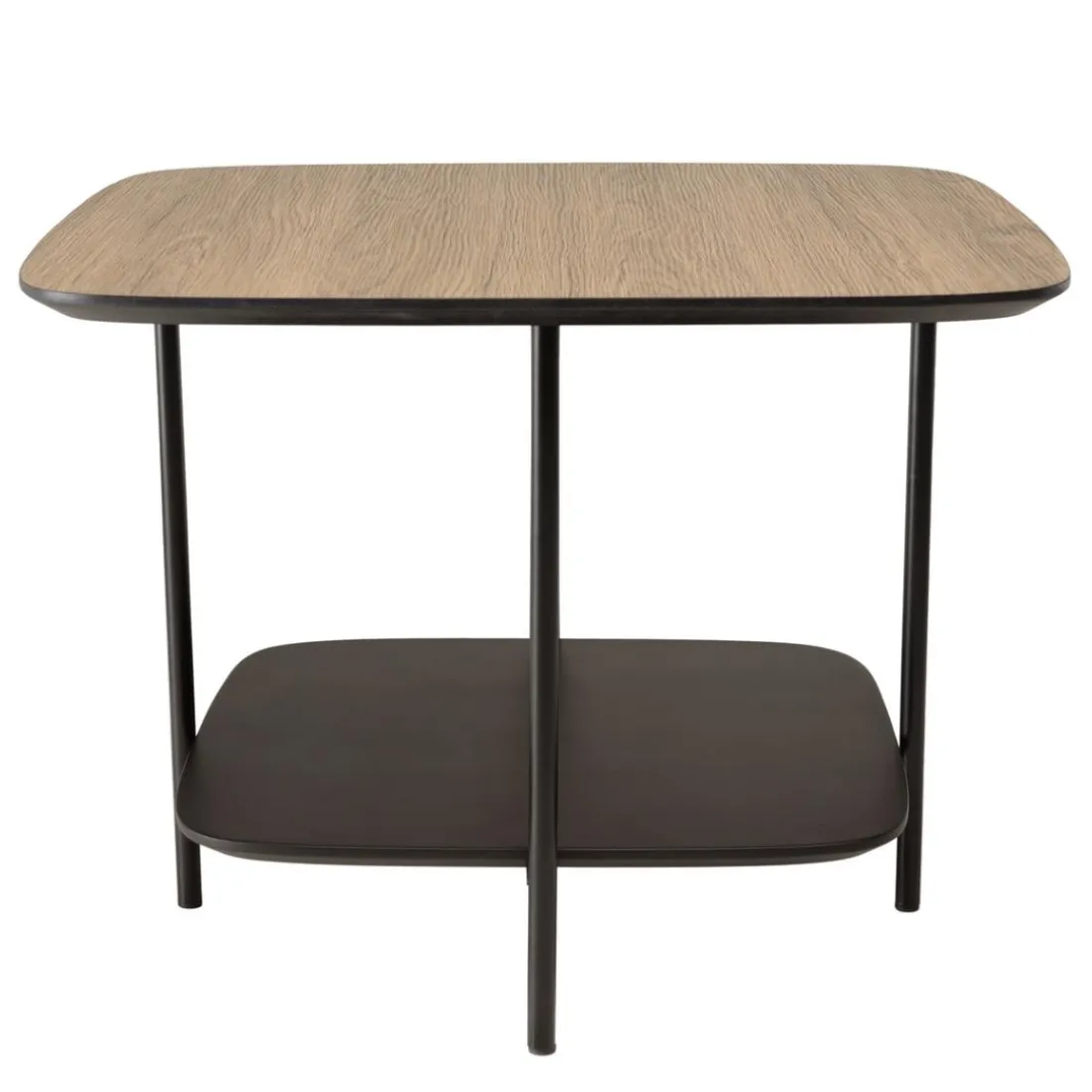 Table basse 2 plateaux bi-matière mocha noir pieds métal