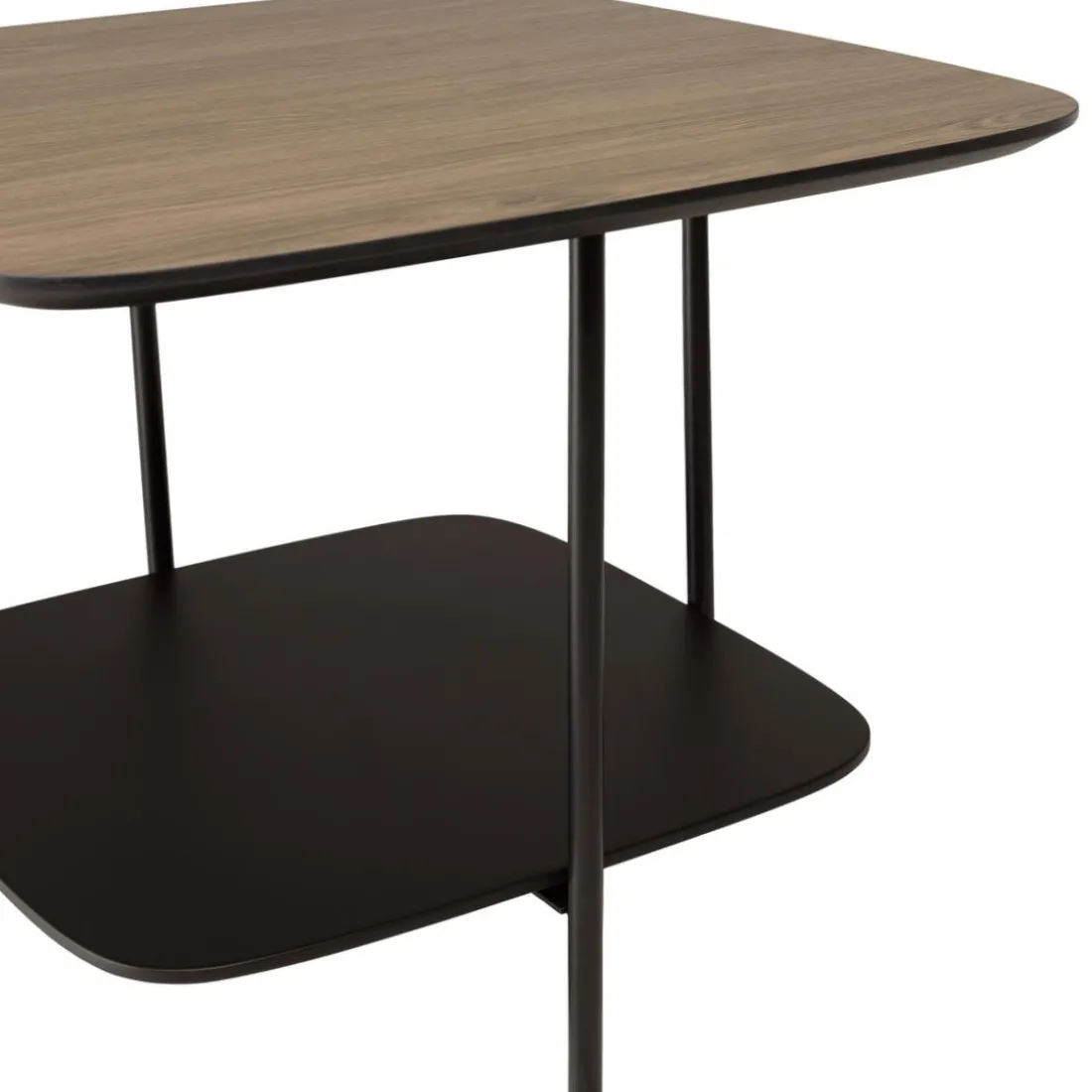 Table basse 2 plateaux bi-matière mocha noir pieds métal