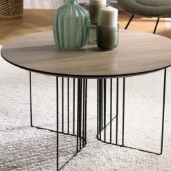 Table basse biseautée mocha pieds graphiques métal noir JULIA
