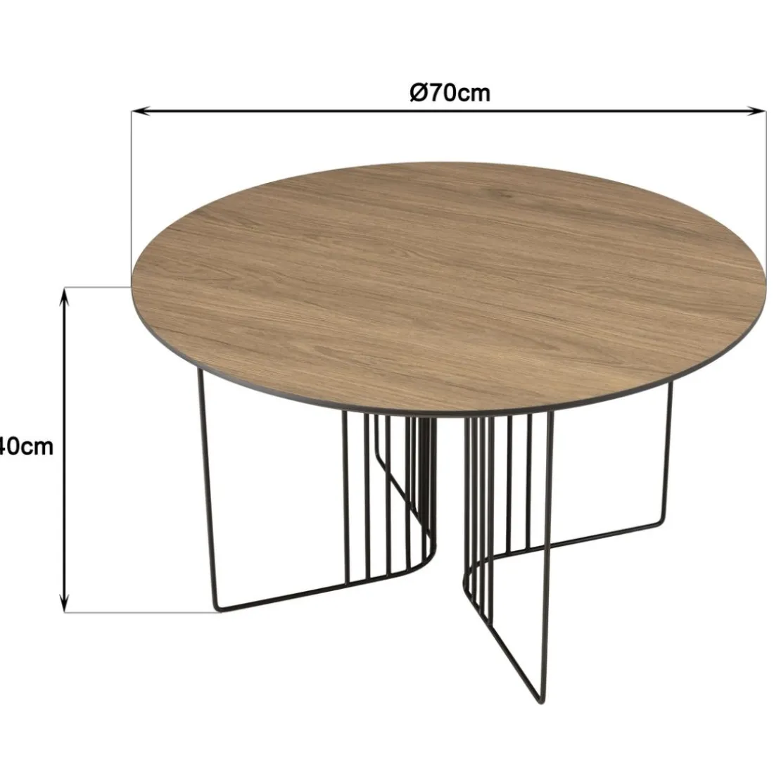 Table basse biseautée mocha pieds graphiques métal noir JULIA