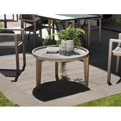 Table basse carrée Plateau en béton pieds en Acacia