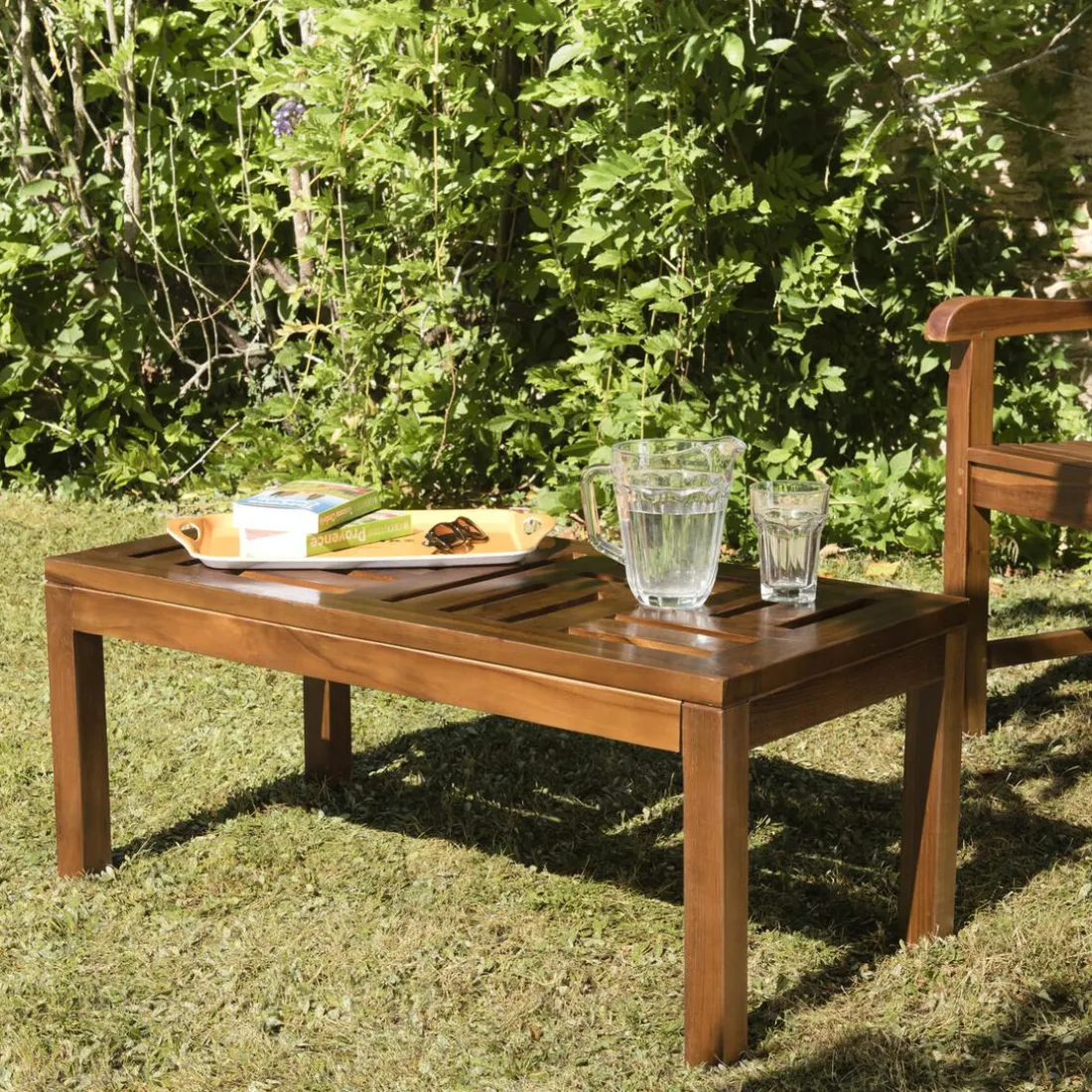 Table basse de jardin HANNA - 100 x 50 cm en bois teck huilé