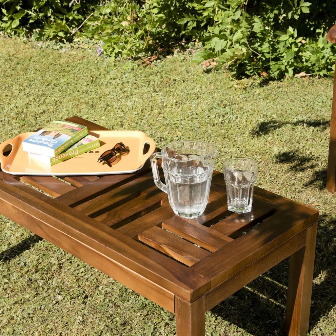 Table basse de jardin HANNA - 100 x 50 cm en bois teck huilé