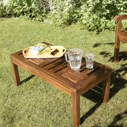 Table basse de jardin HANNA - 100 x 50 cm en bois teck huilé