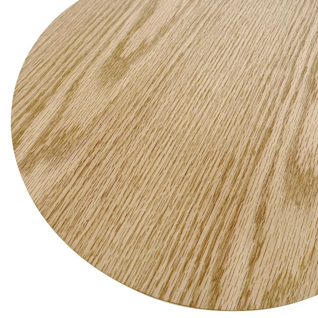Table basse design ronde 'DILA' en bois finition naturelle et métal blanc