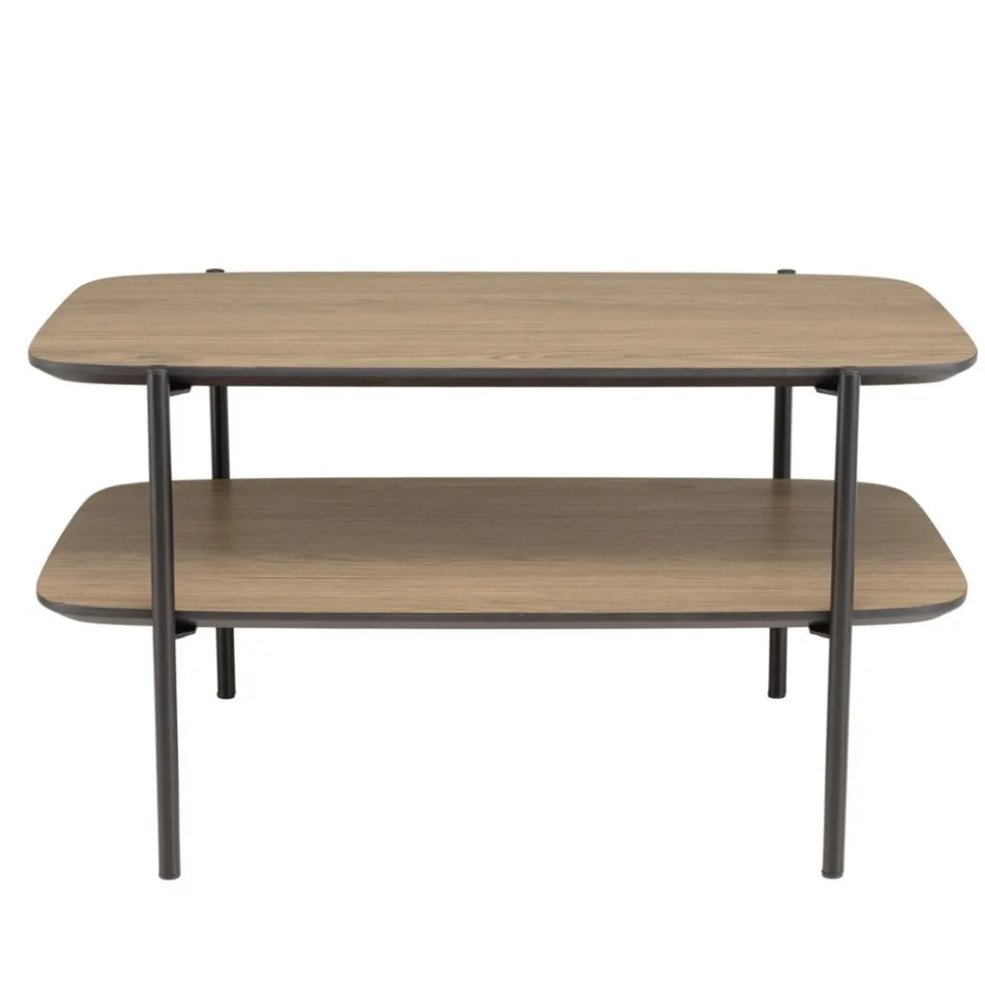 Table basse double plateau couleur mocha pieds métal noir JULIA