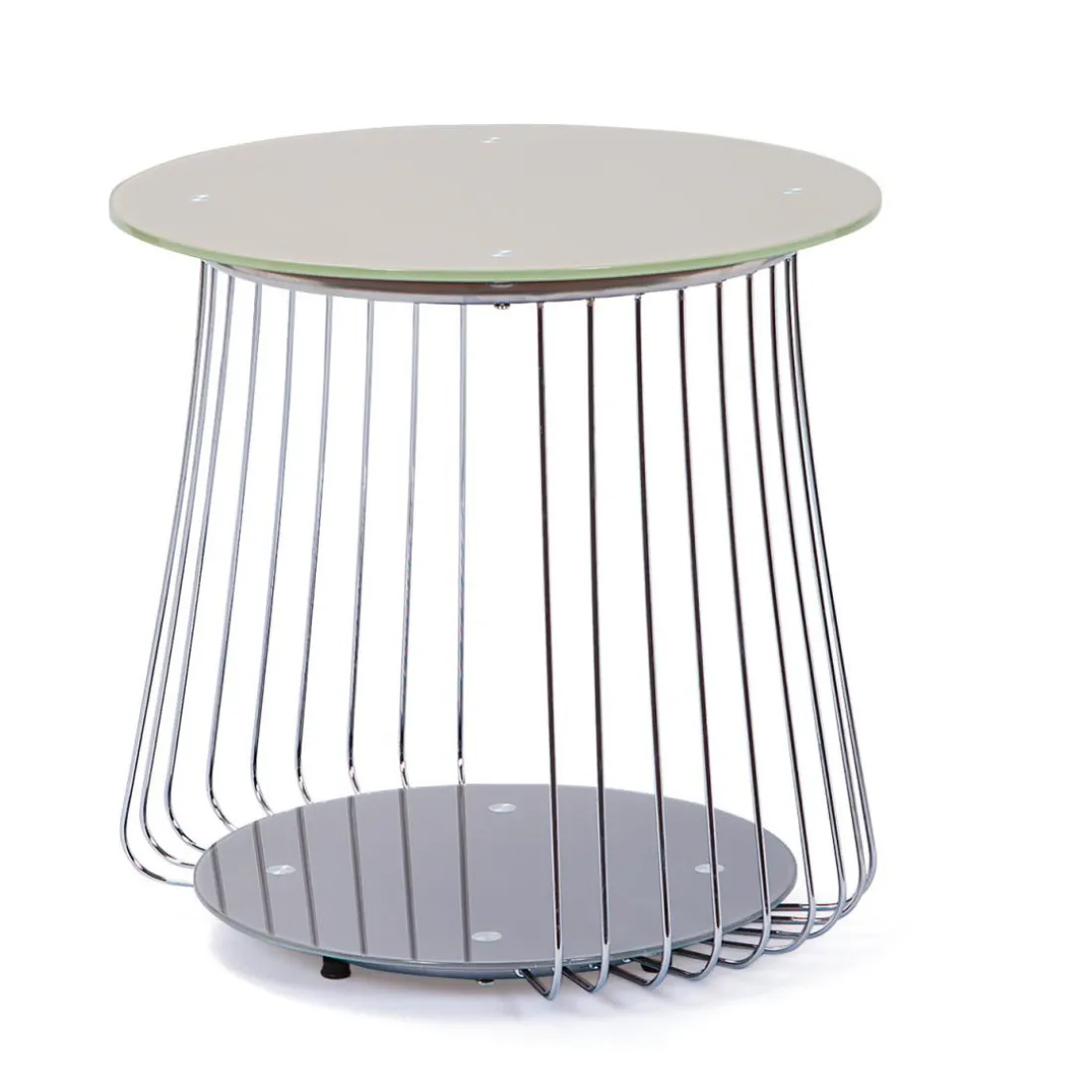 Table Basse en verre et Métal Chromé D50 cm