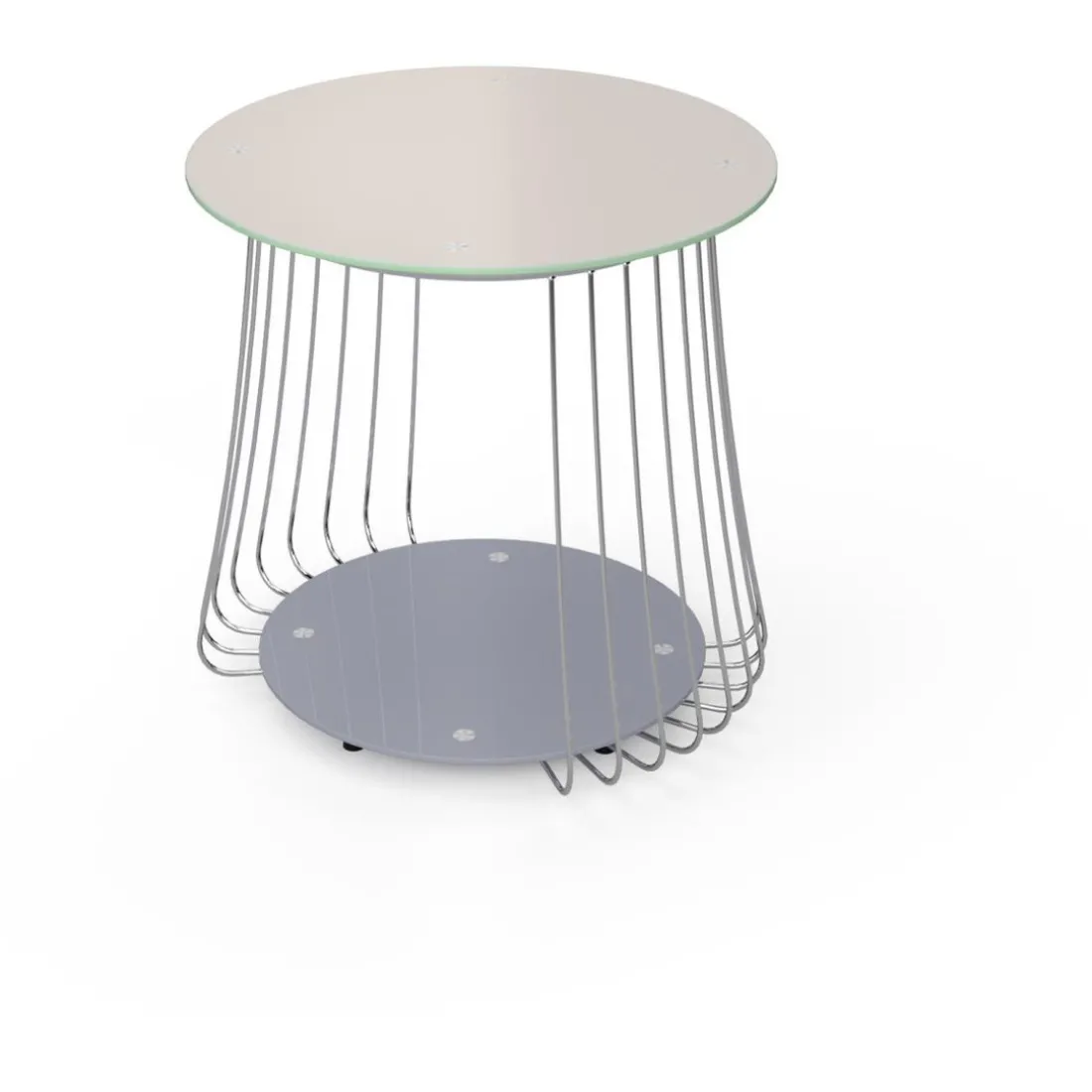 Table Basse en verre et Métal Chromé D50 cm