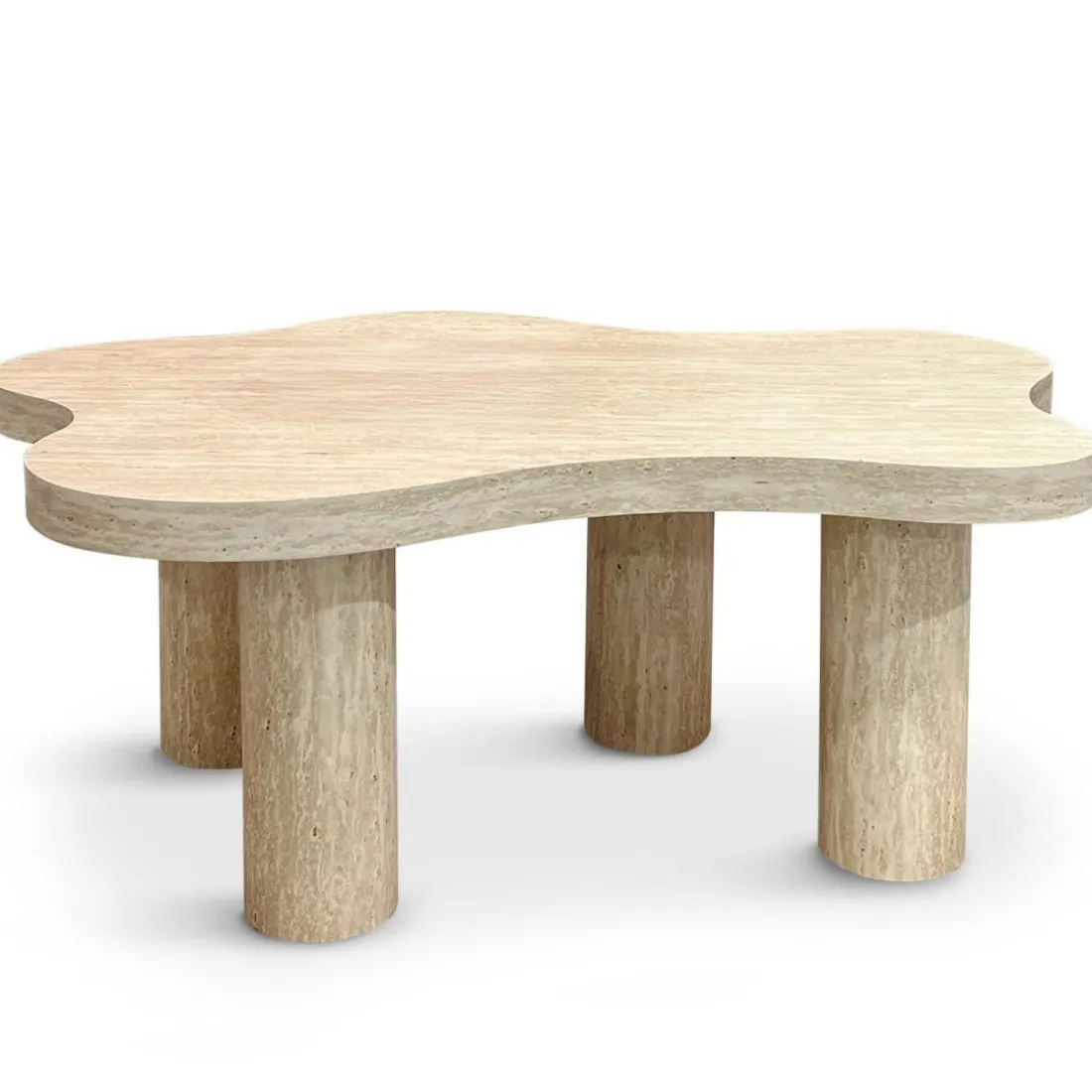 Table basse forme nuage Lagoon Effet Travertin Beige