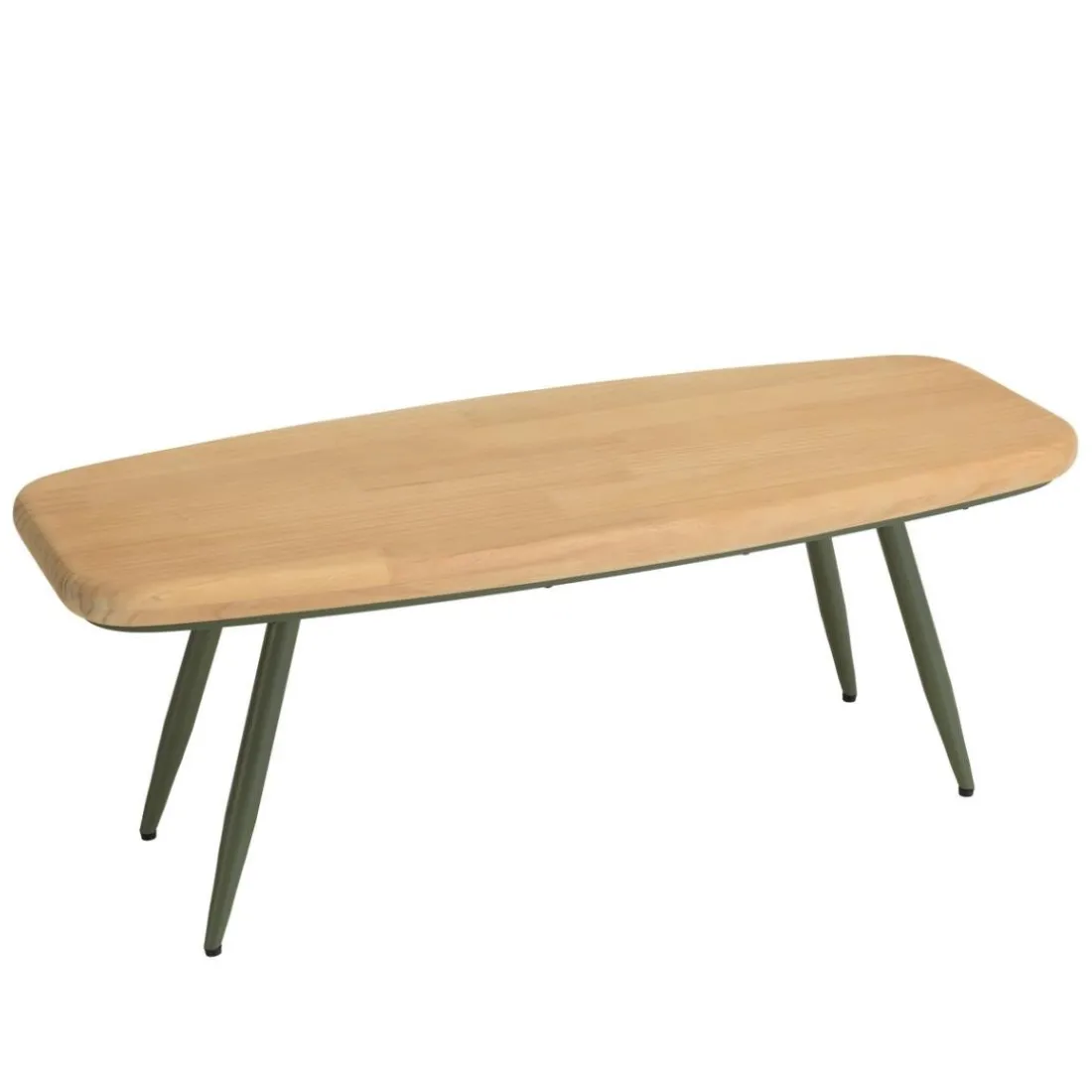 Table basse HELENA plateau en pin pieds scandinaves métal vert