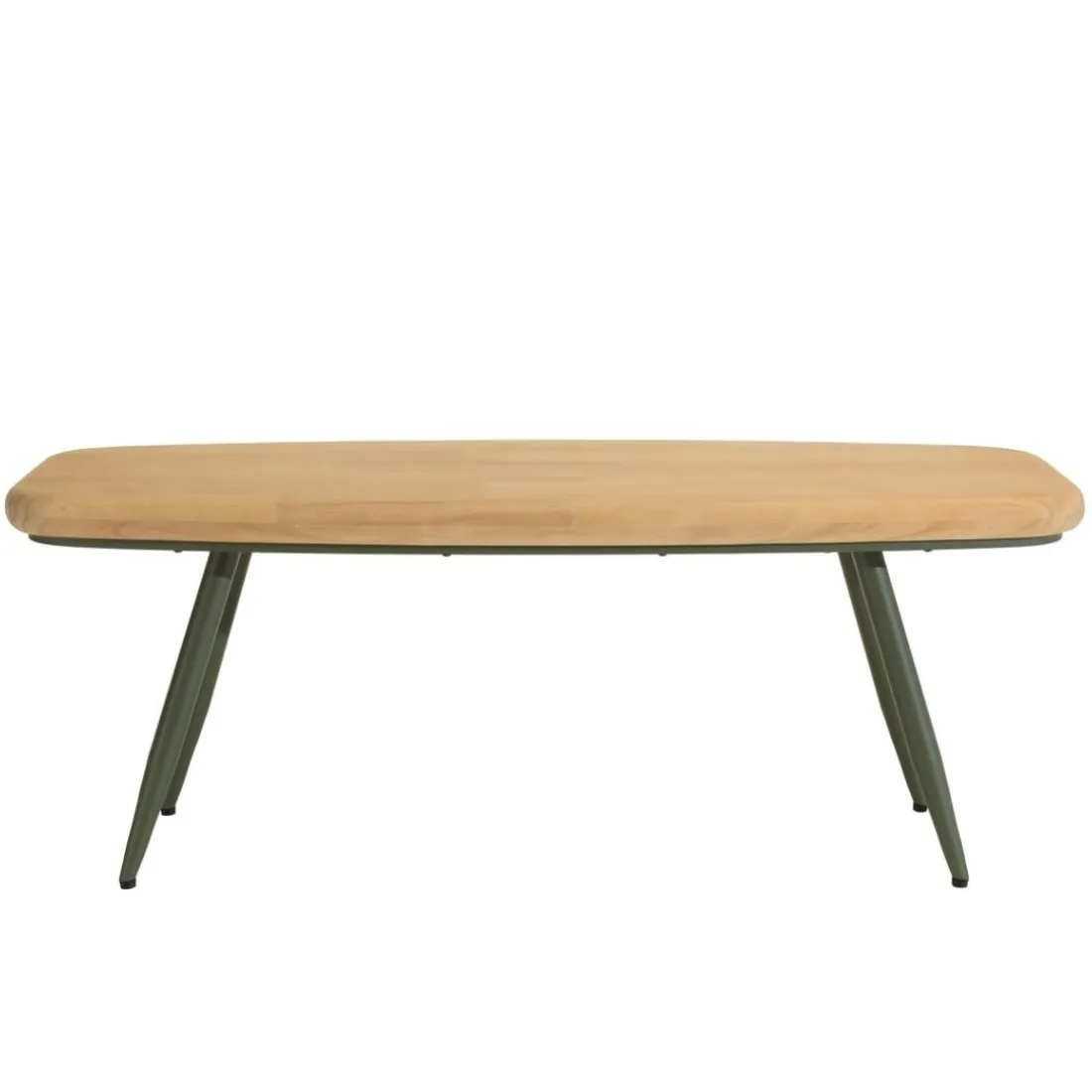 Table basse HELENA plateau en pin pieds scandinaves métal vert