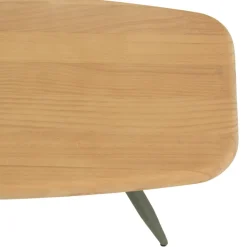 Table basse HELENA plateau en pin pieds scandinaves métal vert