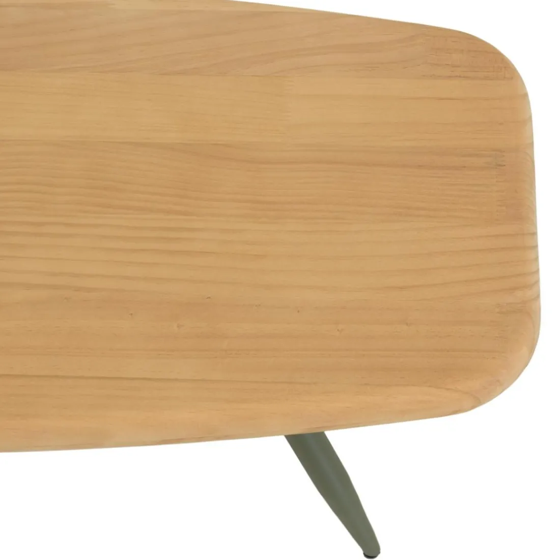 Table basse HELENA plateau en pin pieds scandinaves métal vert
