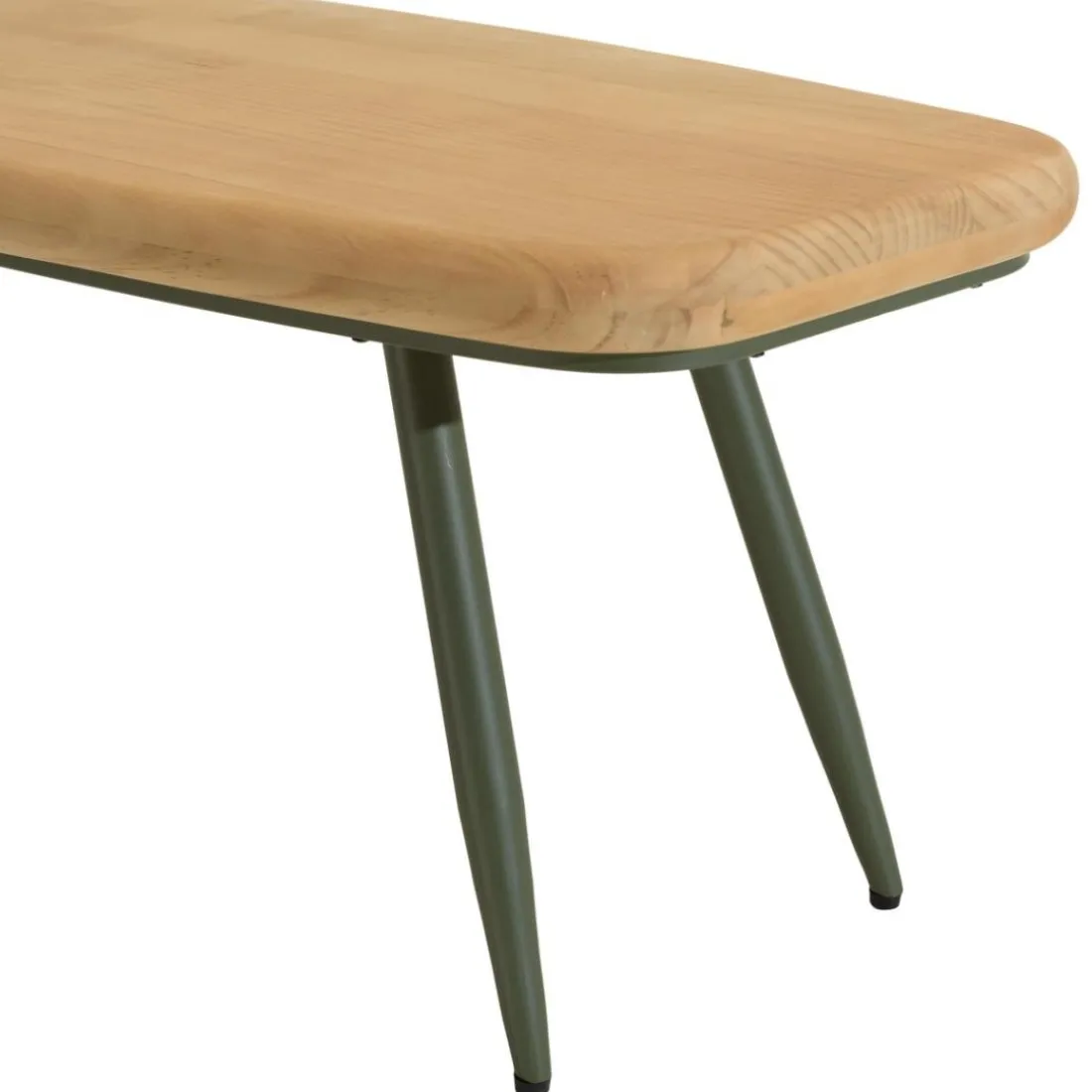 Table basse HELENA plateau en pin pieds scandinaves métal vert