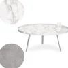 Table basse magnétique ronde à rebord Bipolart Métal Blanc avec 2 Tops style Textures